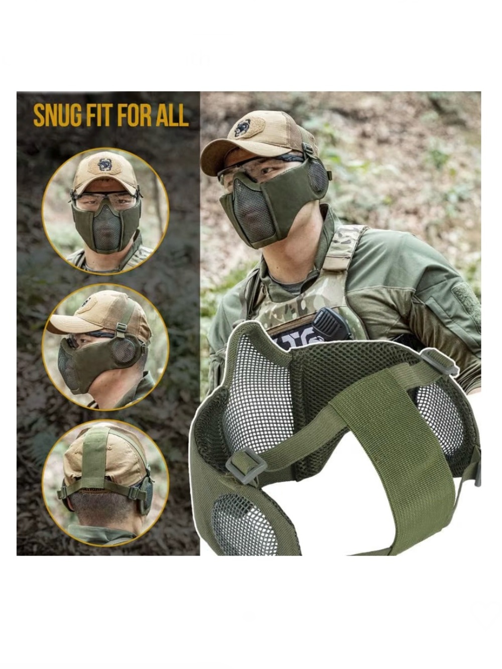 Men's Tactical Mesh Face Mask - Olive Green